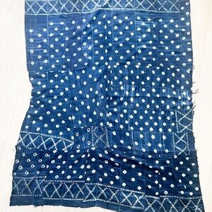 Vintage indigo batik throw